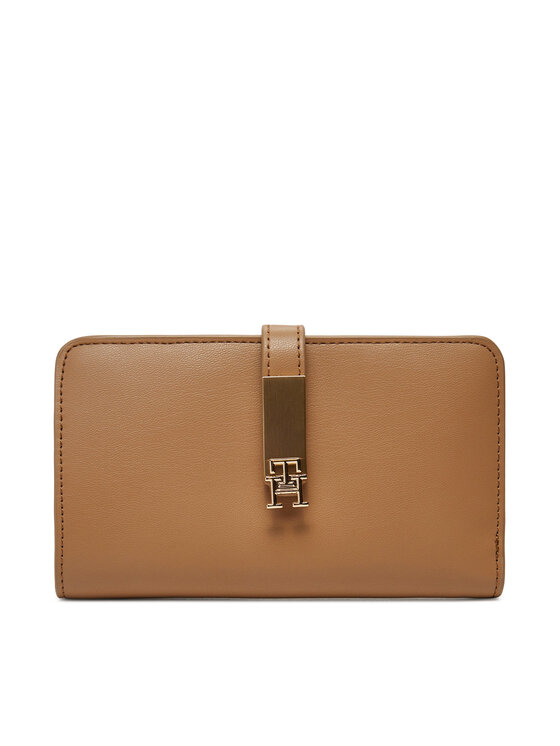 Portofel Mic de Damă Tommy Hilfiger Th Heritage Med Wallet AW0AW17262 Maro