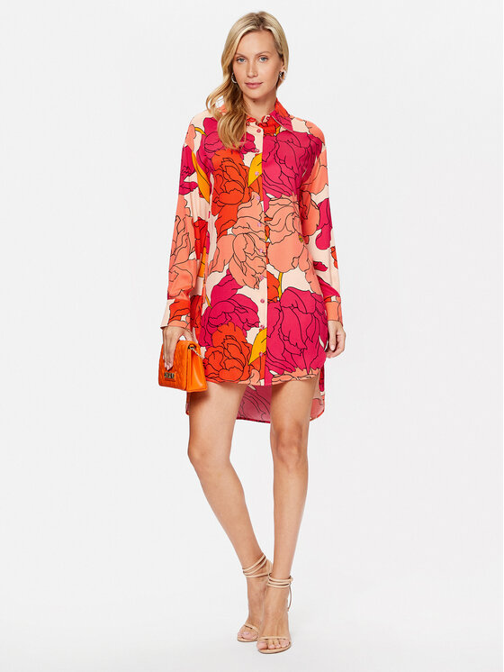 Sisley Sisley Sukienka codzienna 40NMLV03I Czerwony Regular Fit
