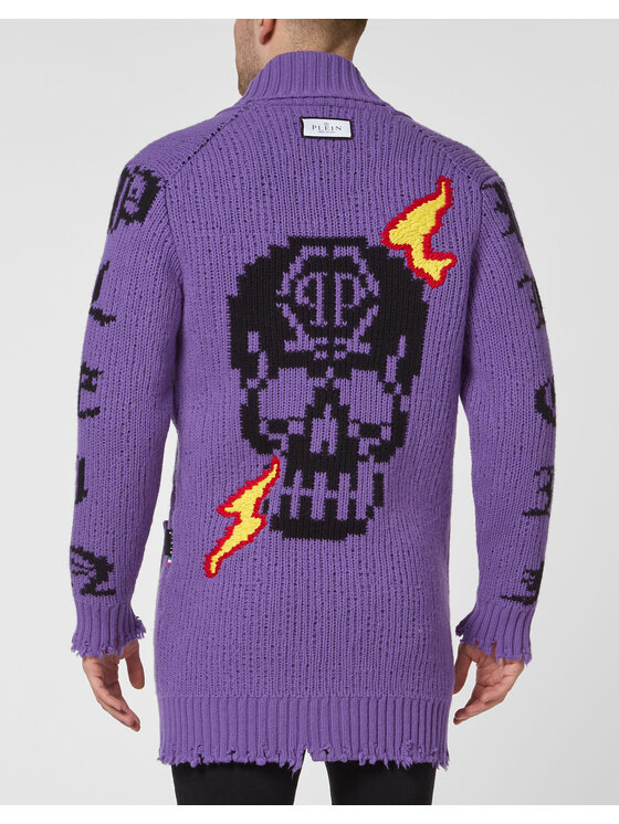 PHILIPP PLEIN PHILIPP PLEIN Kardigan 2413 Fioletowy Regular Fit