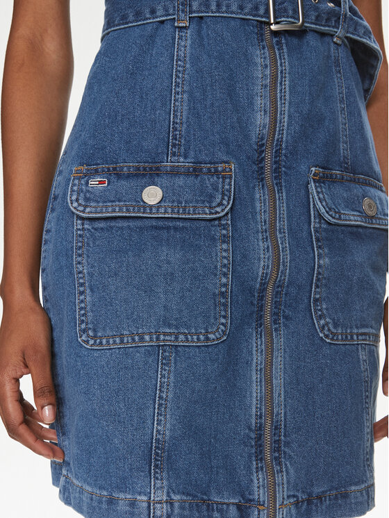 Tommy Jeans Tommy Jeans Džínové šaty DW0DW17682 Tmavomodrá Slim Fit