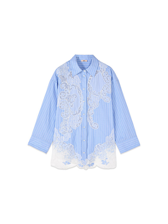 Oltre Oltre Camicia 5061J000891N0R4 Turchese Baggy Fit