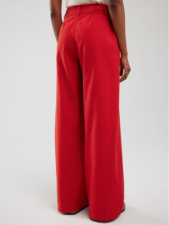 BIG STAR BIG STAR Spodnie materiałowe MALU_704_350 Czerwony Wide Leg