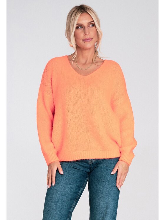FIGL FIGL Sweter M1236 Pomarańczowy Regular Fit