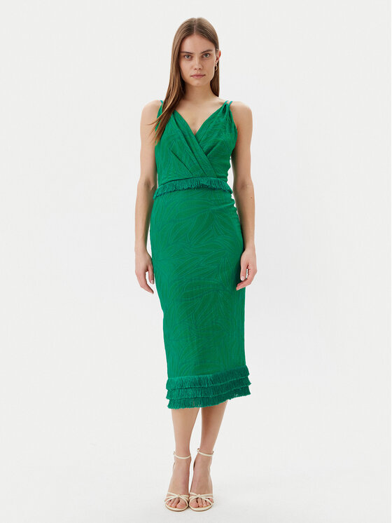 Simona Corsellini Simona Corsellini Sukienka koktajlowa P25CPAB02001 Zielony Slim Fit