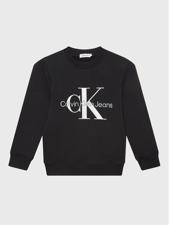 Calvin Klein Jeans Džemperis ar kapuci Monogram Logo IU0IU00265 Melns Regular Fit