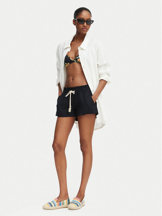 Roxy Roxy Σορτς υφασμάτινο Oceanside ARJNS03007 Μαύρο Regular Fit