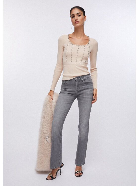 Liu Jo Liu Jo Sweter PA6021MS99EC3908 Biały Slim Fit
