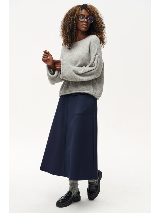 blue shadow blue shadow Spódnica trapezowa Spódnica midi z kieszeniami Kimbra Dark Navy - 44 Granatowy Regular Fit