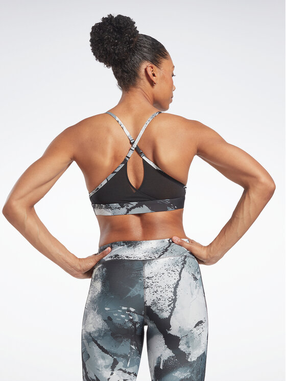 Reebok Reebok Спортивний бюстгальтер Lux Strappy Allover Print HS7793 Чорний