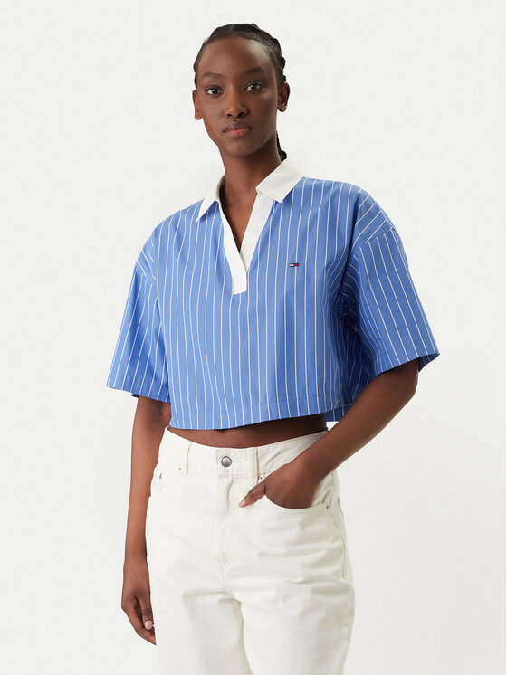 Tommy Jeans Tricou polo DW0DW22596 Albastru Relaxed Fit