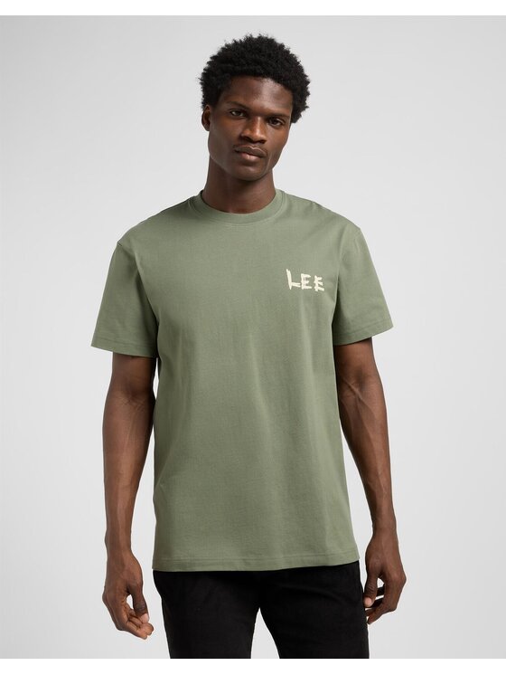 Lee Lee T-shirt ELEVATED ESS LOGO TEE Verde Relaxed Fit