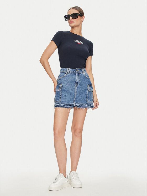 Guess Guess Džínsová sukňa W4YD52 D5B65 Modrá Regular Fit