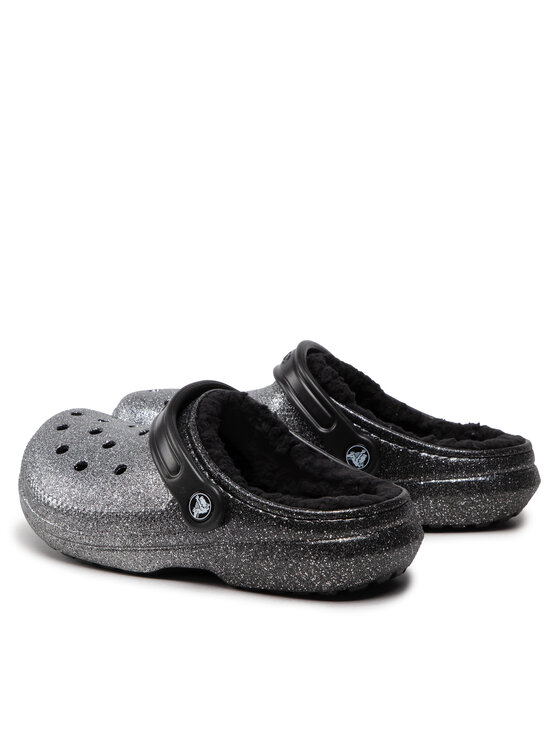 Crocs Șlapi Classic Glitter Lined Clog 205842 Argintiu | Modivo.ro