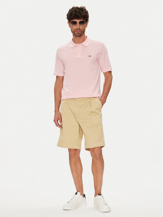Gant Gant Тениска с яка и копчета Shield Piqué 2210 Розов Regular Fit