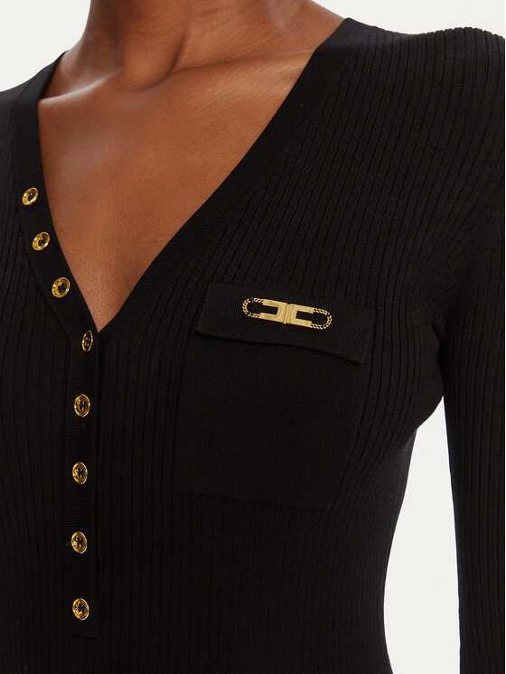 Elisabetta Franchi Elisabetta Franchi Kootud kleit AM-10B-56E2-V390 Must Slim Fit