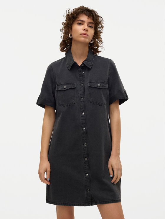 Vero Moda Džínsové šaty Jennie 10309665 Čierna Regular Fit