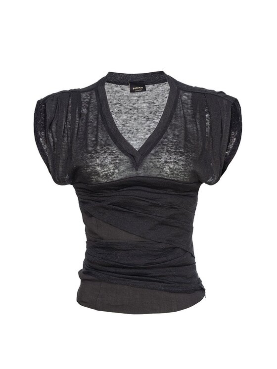 PINKO PINKO Top Torn top lino stretch Czarny Fitted Fit