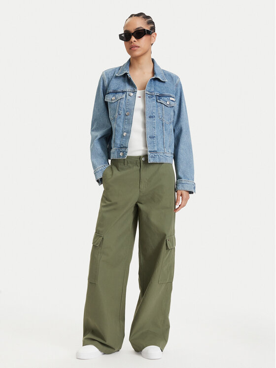 Tommy Jeans Tommy Jeans Cargo kalhoty DW0DW22749 Zelená Wide Leg