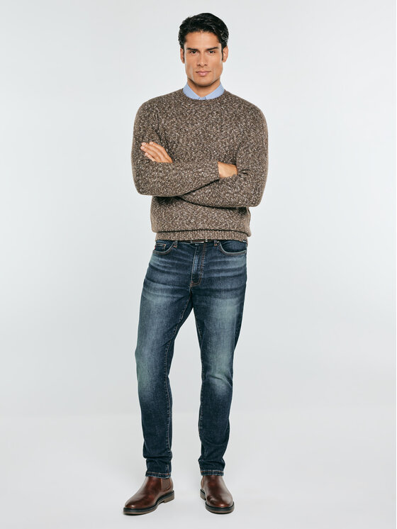 BIG STAR BIG STAR Sweter STANLEY Brązowy Basic Fit