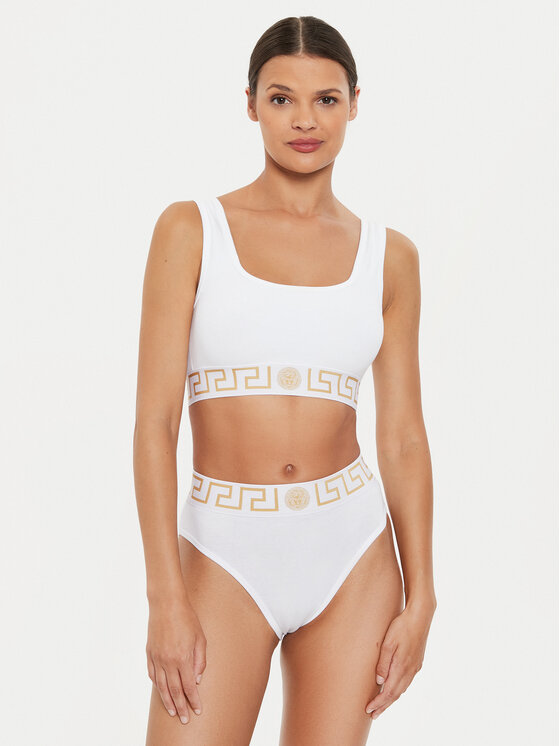 Versace Versace Klasické nohavičky s vysokým pásom AUD01050 1A10011 Biela