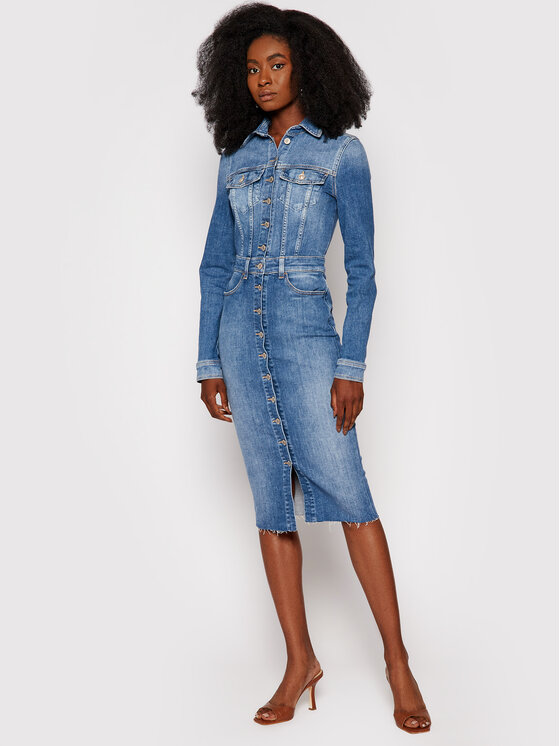 Guess Guess Дънкова рокля Sexy Lola W1YK49 D46AC Син Slim Fit