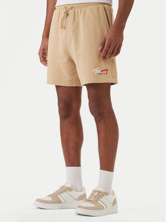 Tommy Jeans Tommy Jeans Спортни шорти Signature DM0DM23017 Бежов Regular Fit