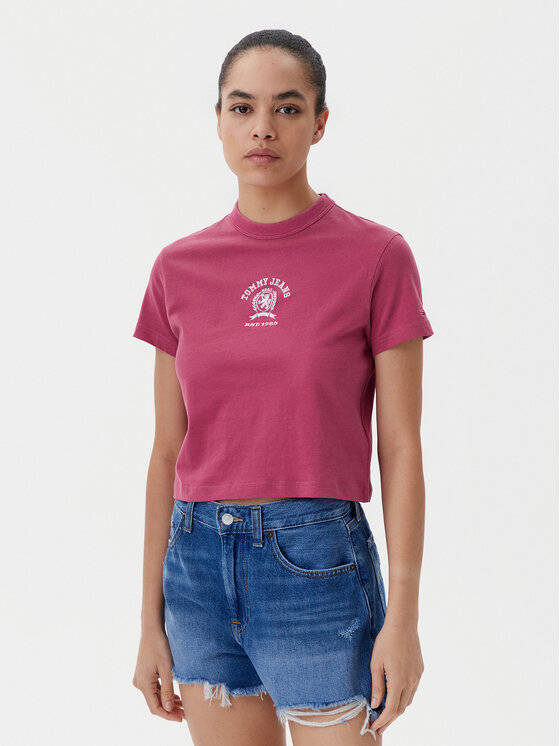 Tommy Jeans Tommy Jeans T-krekls Varsity DW0DW20317 Rozā Regular Fit
