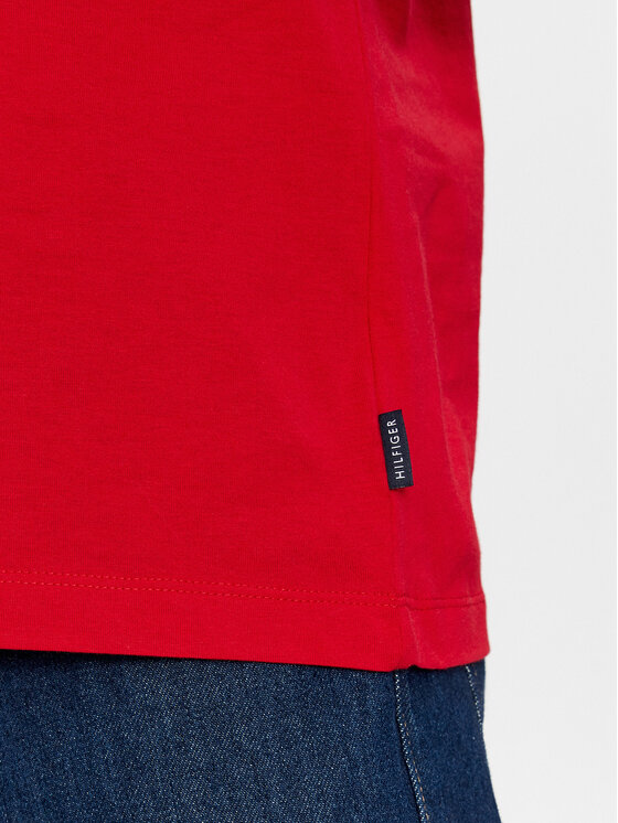 Tommy Hilfiger Tommy Hilfiger Marškinėliai Small Hilfiger Tee MW0MW34387 Raudona Slim Fit