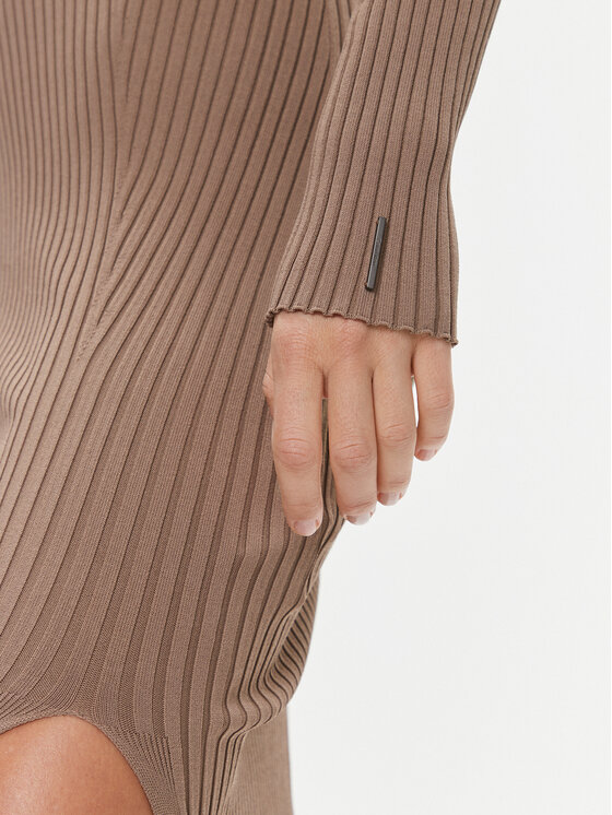 Calvin Klein Calvin Klein Sukienka dzianinowa K20K205997 Beżowy Slim Fit