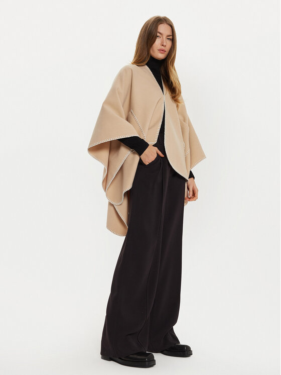 Pieces Pieces Poncho Nadja 17152351 Bej Relaxed Fit