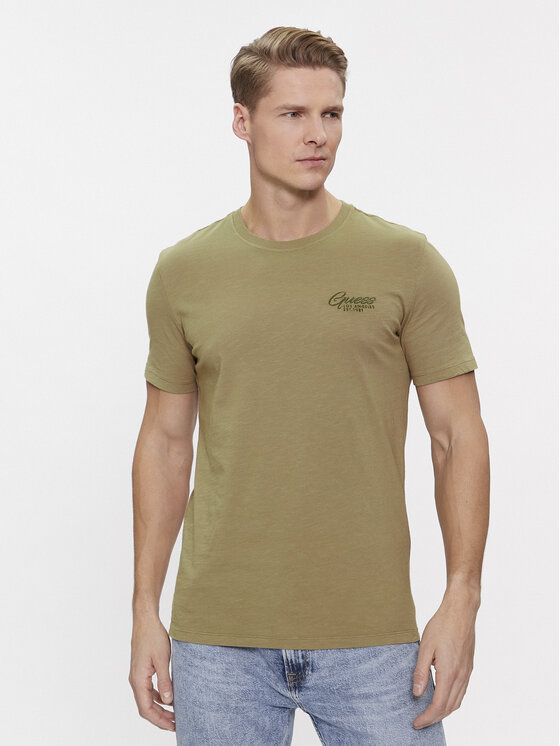 Guess Tricou M4RI49 KBL31 Bej Slim Fit