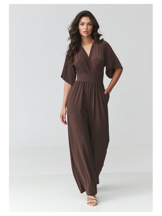 Makadamia Makadamia Kombinezon M939 Brązowy Loose Fit