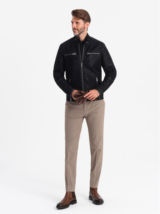Ombre Ombre Kurtka bomber OM-JAFL-0197 Czarny Regular Fit