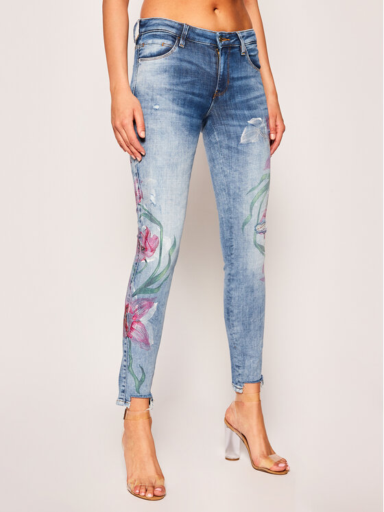 guess embroidered skinny jeans