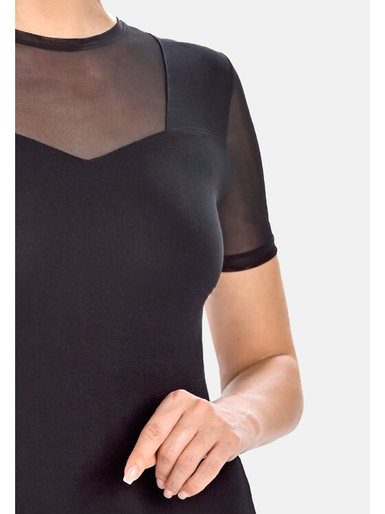 Teyli Teyli Body damskie z siateczką Juliet Czarny Regular Fit