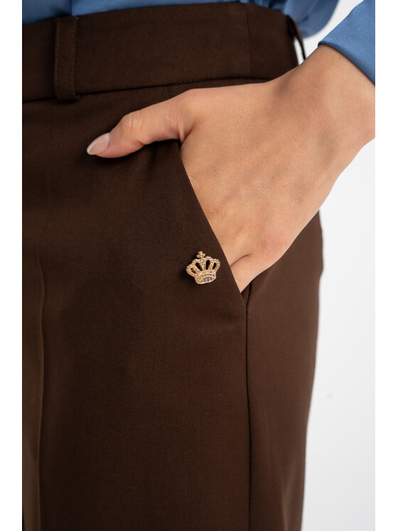 CLICK CLICK Bavlnené nohavice 30-442 Hnedá Slim Fit