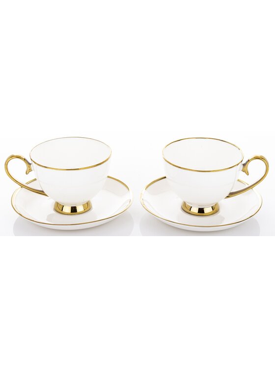 MIAhome MIAhome Zestaw 2 filiżanek porcelanowych ze spodeczkiem MARISCA Biały