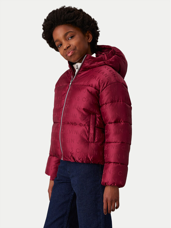 Calvin Klein Jeans Calvin Klein Jeans Zimska jakna Logo Aop IG0IG02730 Bordo rdeča Regular Fit