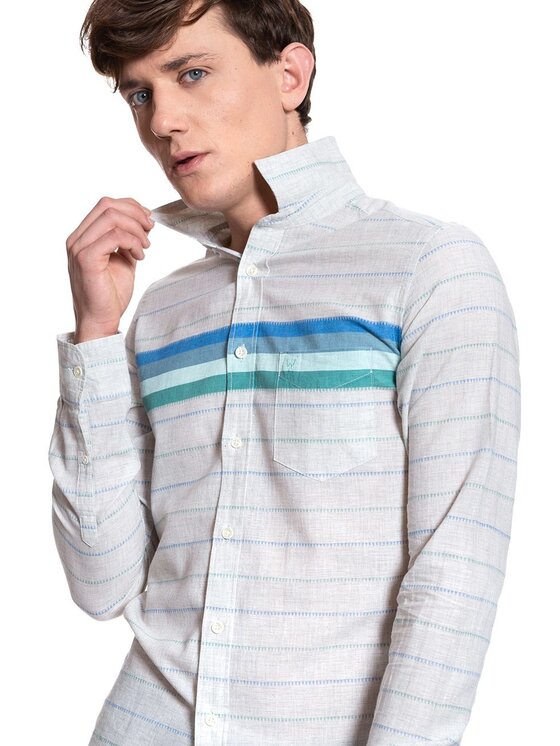 Wrangler Wrangler Koszula LS 1 PKT SHIRT Biały Slim Fit