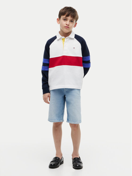 Tommy Hilfiger Tommy Hilfiger Тениска с яка и копчета Colourblock KB0KB10584 Бял Regular Fit