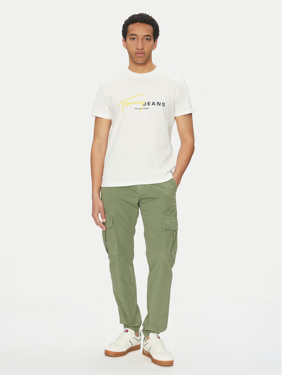 Tommy Jeans Tommy Jeans T-krekls Signature Dna DM0DM20817 Balts Regular Fit
