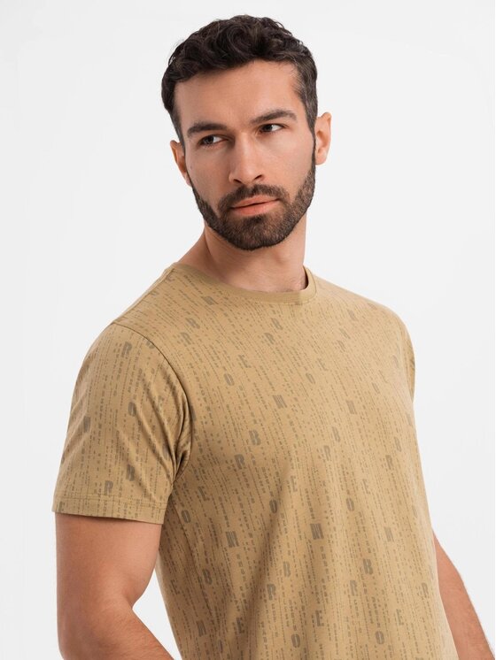 Ombre Ombre T-Shirt OM-TSFP-0225 Zielony Regular Fit