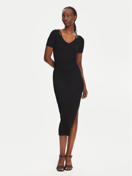HUGO HUGO Úpletové šaty Shaty 50538239 Černá Slim Fit