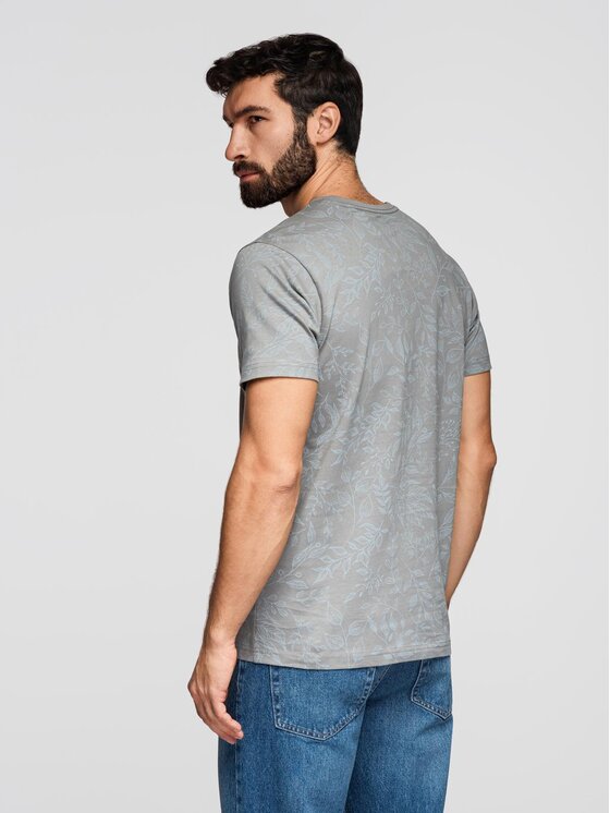 Ombre Ombre T-Shirt OM-TSFP-0262 Szary Regular Fit