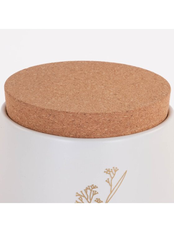 MIAhome MIAhome Pojemnik metalowy biały z korkową pokrywką 750 ml TEA Biały