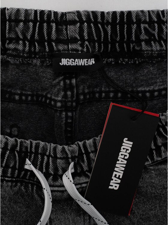 Jigga Wear Jigga Wear Szorty jeansowe Szerokie luźne za duże bagy palmy zachód 130780 Szary Baggy Fit