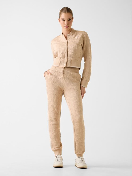 Guess Guess Kalhoty z materiálu 159659 Béžová Slim Fit