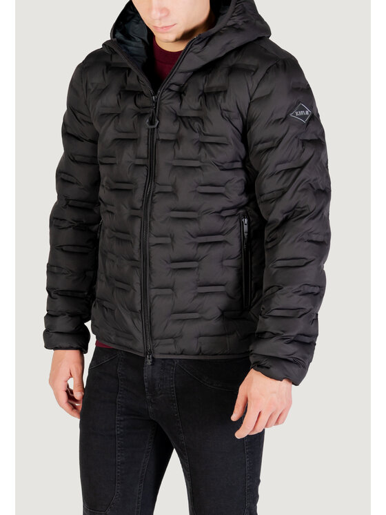 REPLAY REPLAY Kurtka skórzana M8401.000.84168N Czarny Modern Fit