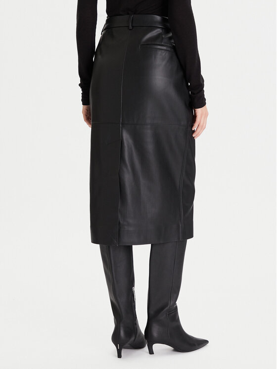 Calvin Klein Calvin Klein Ādas imitācijas svārki LV044D651G Melns Regular Fit