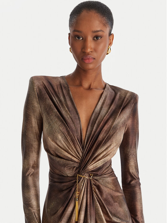 Elisabetta Franchi Elisabetta Franchi Večerna obleka AB-R35-57E2-V840 Rjava Slim Fit